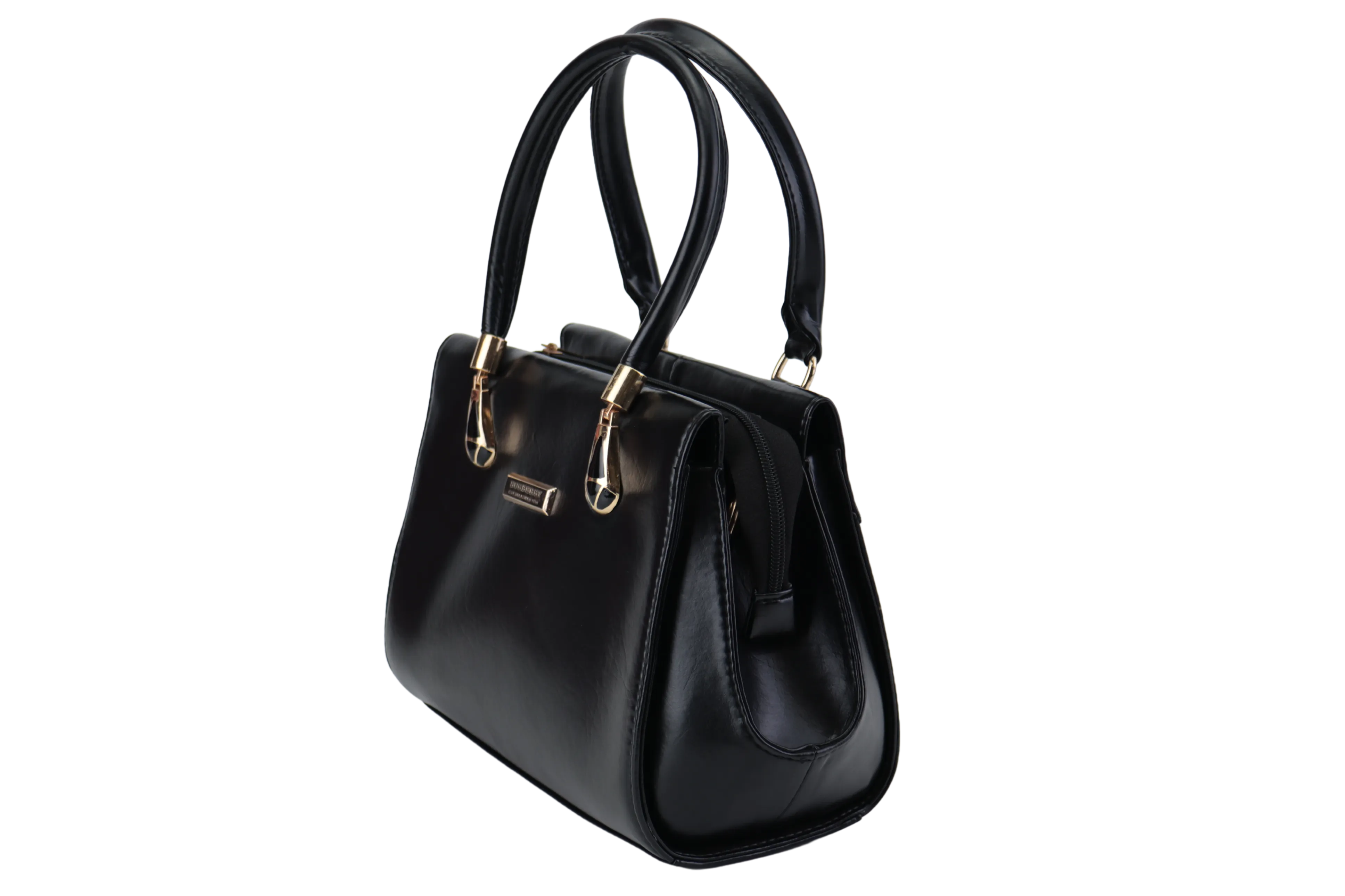 Women's PU Leather Handbag with Gold Strap and Handles