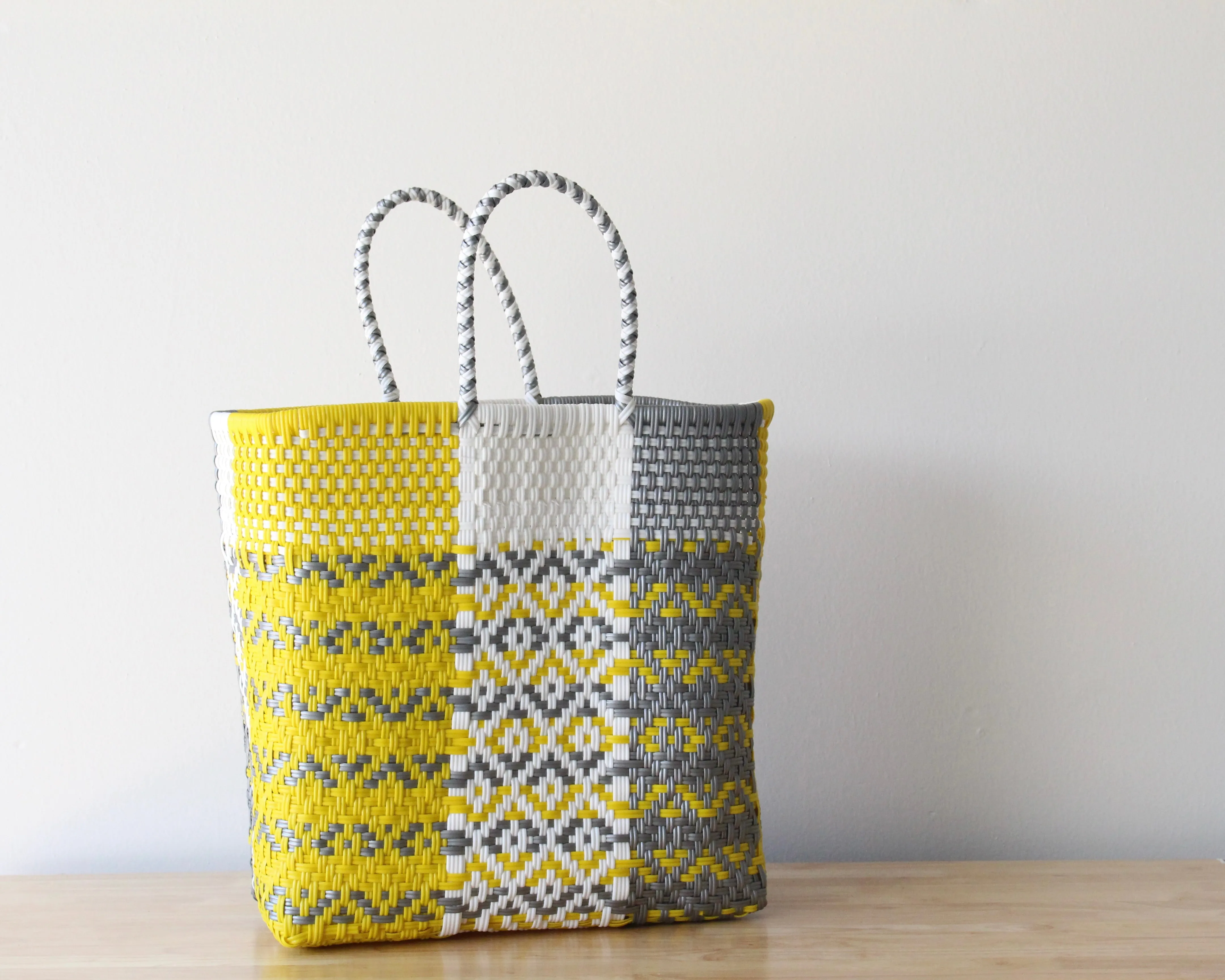 Yellow, White & Silver Tote Bag by MexiMexi